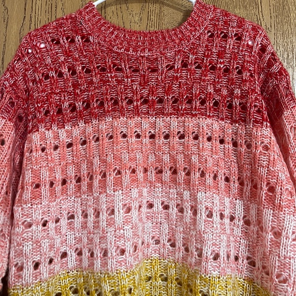 Isela Women’s Vibrant Multi Eyelet Sweater Sz-M - Picture 2 of 6